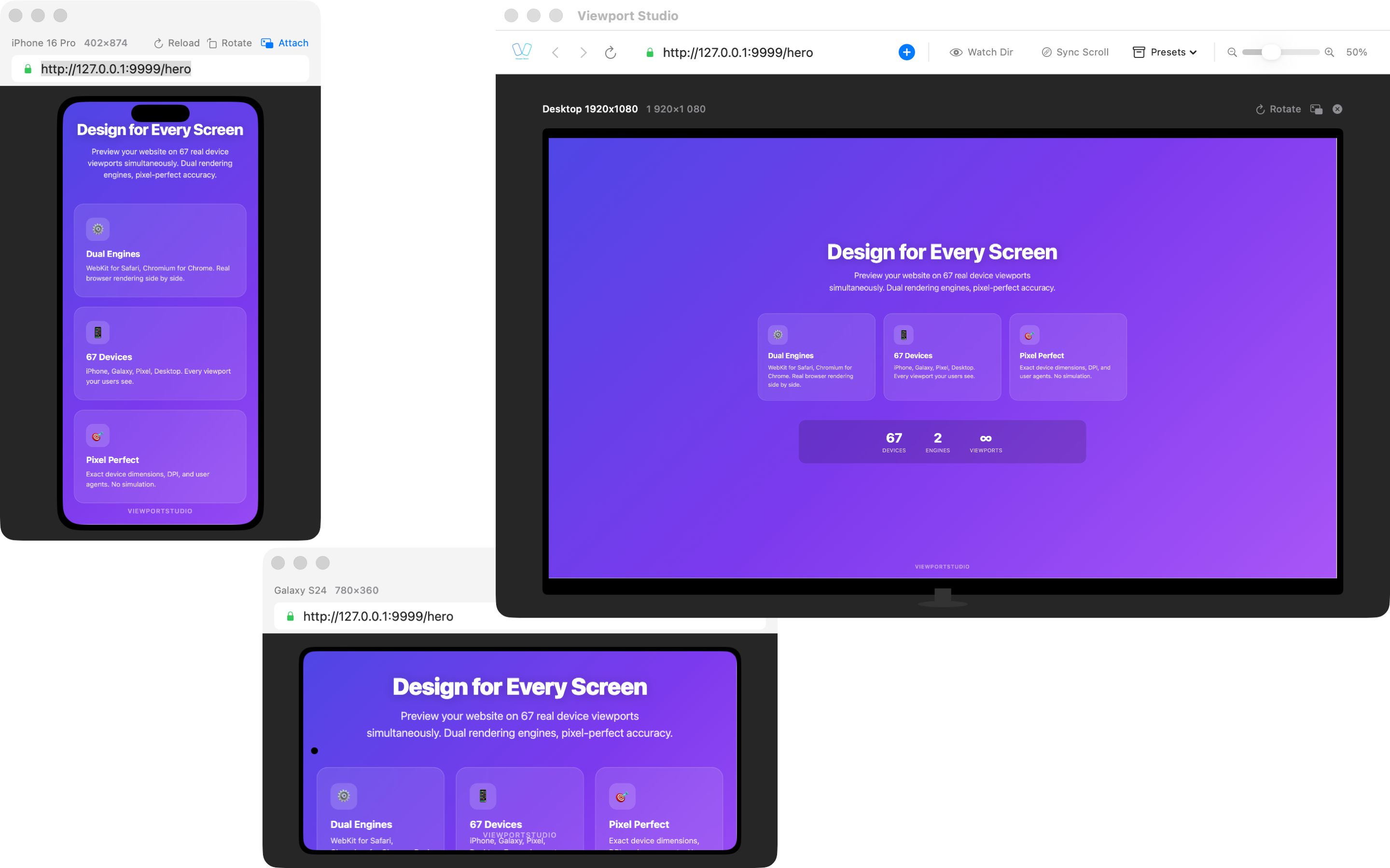 Отделённые окна устройств
